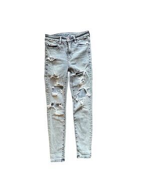 American Eagle Outfitters Blue Ripped Jeggings Size 0 Short